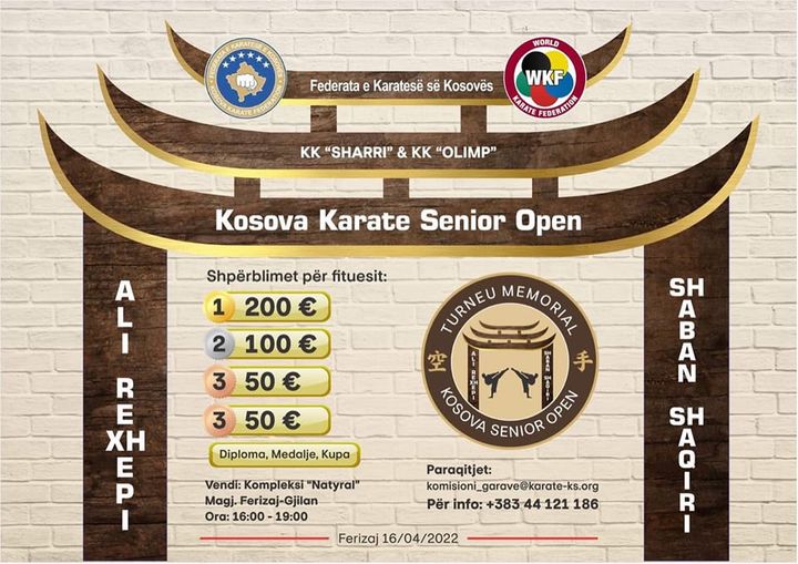 Organizohet turneun memorial tradicional “KOSOVA KARATE SENIOR OPEN 2022”